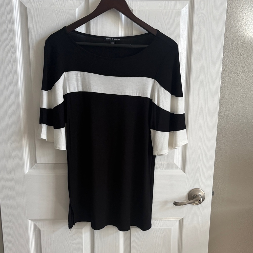Cable & Gauge Black and White Striped Blouse